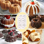 HUAKENER 2 Pcs Mini Fluted Cake Pan, 6-Cavity Fluted Tube Cake Pan, Non-stick - Image 4