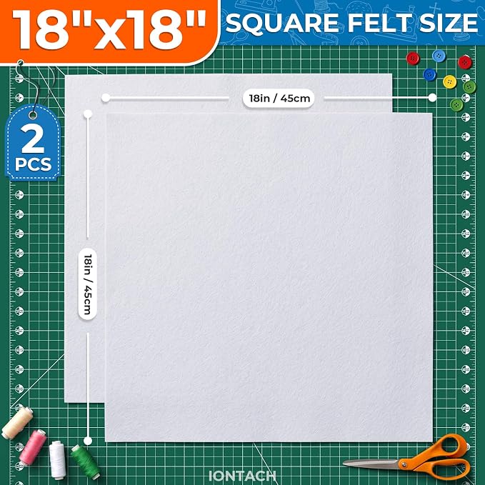 IONTACH 18" X 18" Soft Felt Sheets 1.6mm Thick | Acrylic Felt Fabric Sheets - Image 2