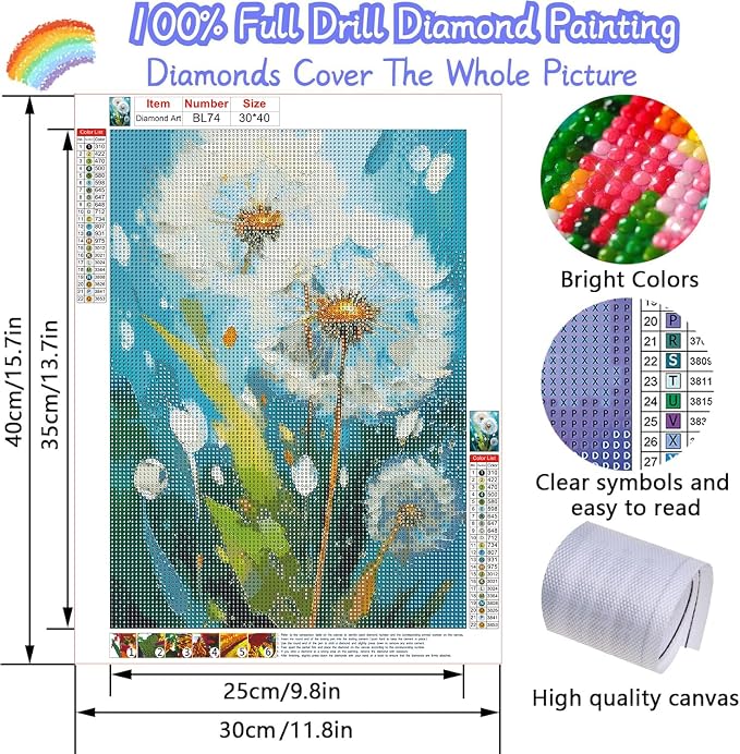 EIBEILI Diamond Art Kits for Adults, Dandelion Diamond Painting Kits for - Image 2