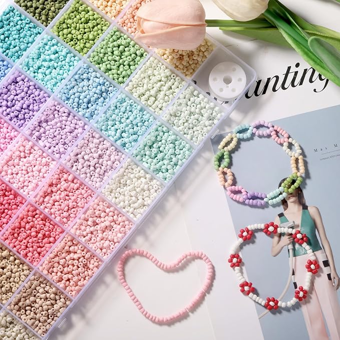 Funtopia 3mm Seed Beads Matte, 39 Colors Frosted Seed Beads - Image 6