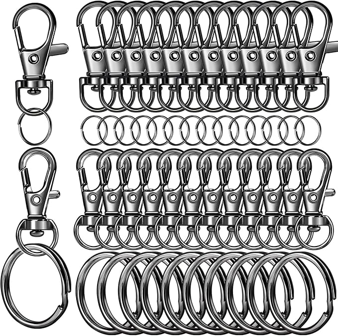 LEOBRO 60 PCS Lobster Claw Clasps and Key Rings, Keychain Clips and Key Chain by LEOBRO