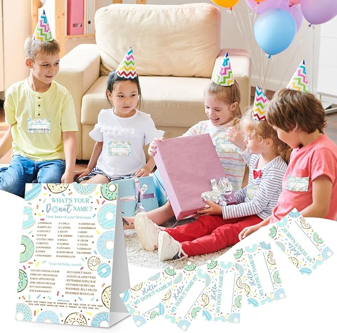 What's Your Donut Name Game Cards, Birthday Game Supplies, 1 Donut Name Game - Image 5
