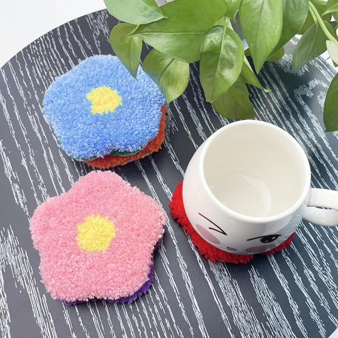Avtytsda 6PCS Punch Needle Coaster Kit, Easy Punch Needle DIY Embroidery Set - Image 3