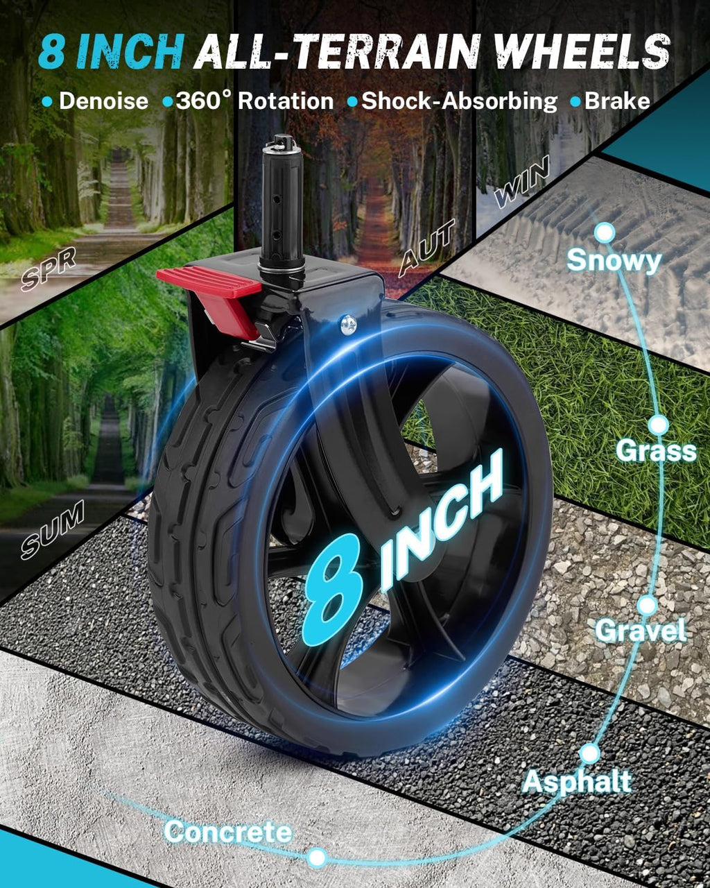 Gonex 48''L Collapsible Foldable Heavy Duty Oversized Wagon with 440lbs Weight Capacity, 300L Folding Large Utility Garden Grocery Shopping Cart with 8" H All-Terrain Wheels & 2 Drink Holders - Black