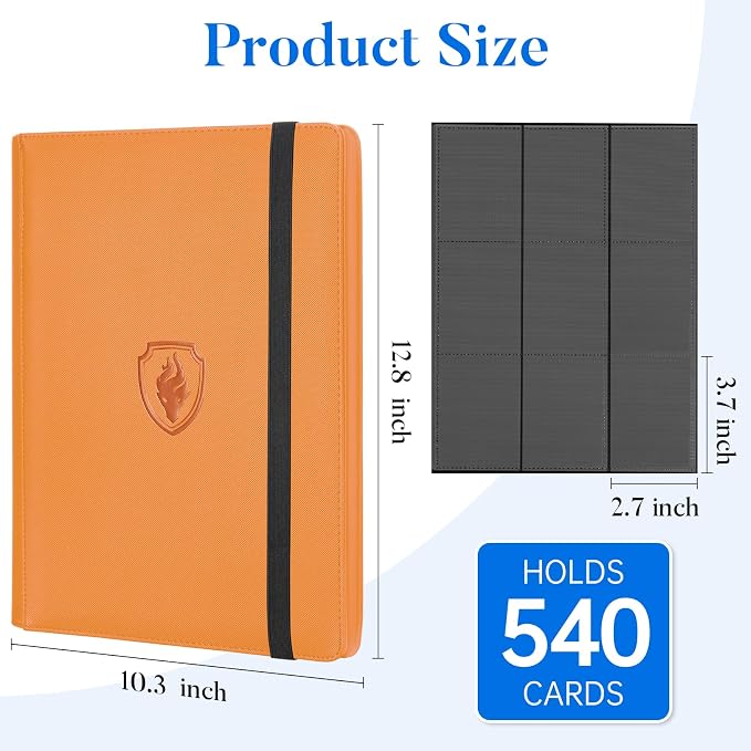 Premium 9 Pocket Card Binder for 540 Cards, Fabmaker PU Cover Trading Card - Image 6