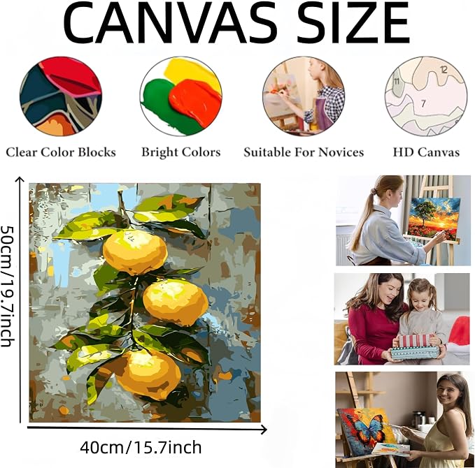 GXGLLPZBY Painting by Numbers for Adults Beginner, Refreshing Lemon Adult Paint - Image 6