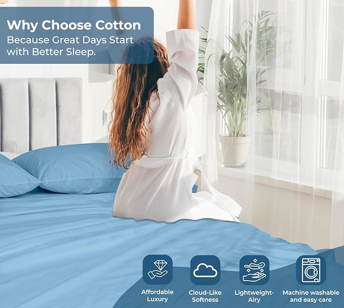 Royale Linens 100% Organic Cotton Queen Flat Sheet Only - Image 7