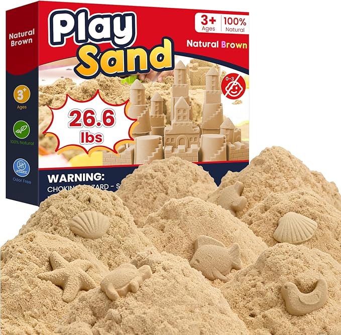 FURWEY 26.6lbs Play Sand, Natural Brown Sensory Sand, Suitable by FURWEY
