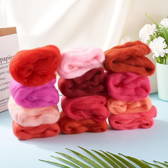 60G Needle Felting Wool Red Wool Roving - Image 4