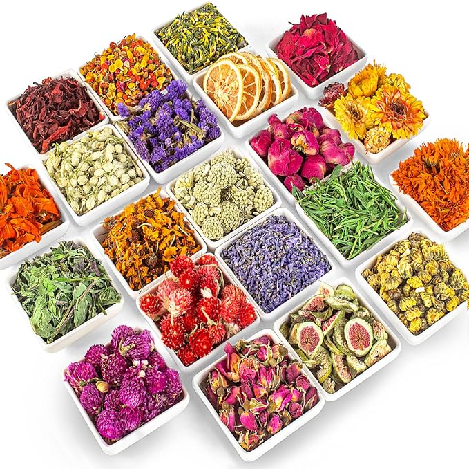 21 Pack Dried Flowers for Candle Making, 100% Natural Dried Herbs Kit for Soap by Unknown