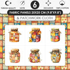 Patchwork Honey Jar Cotton Fabric Panel – 6 Designs + Bonus Sheet 29.5×19.6 inch - Image 3