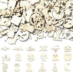 LiQunSweet 200 Pcs Mixed Styles Halloween Theme Unfinished Wood Cutout Pumpkin by LiQunSweet