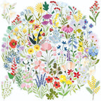50PCS Transparent Flora Scrapbook Stickers, Flower-F | Vintage Aesthetic Flowers by Unknown