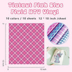 Tintnut Pink Blue Plaid Heat Transfer Vinyl, easy cut & weed, stretch washable - Image 2