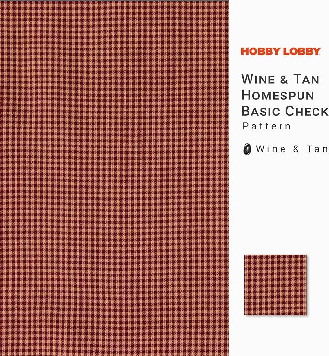 Hobby Lobby Wine & Tan Homespun Basic Check Cotton Fabric, 2 Yards | Precut - Image 2