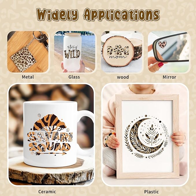 Leopard Boho Permanent Adhesive Vinyl 16 Sheets 12'' x 10'' | Zebra Animal - Image 6