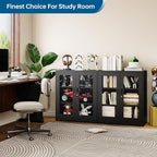 PEUKC Display Cabinet with Acrylic Doors, 35.4 Inches Metal Curio Storage - Image 6