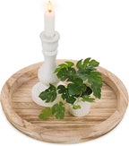 Hanobe Wooden Decortaive Coffee Table Tray, Round Candle Holder Centerpiece | by Hanobe