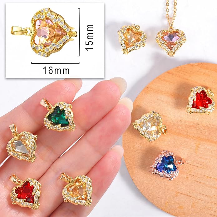 7Pcs Exquisite CZ Charms for Jewelry Making, Cubic Zirconia Gemstone, Prong - Image 5