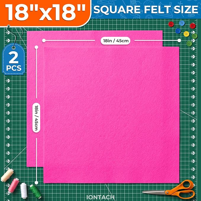 IONTACH 18" X 18" Soft Felt Sheets 1.6mm Thick | Acrylic Felt Fabric Sheets - Image 2