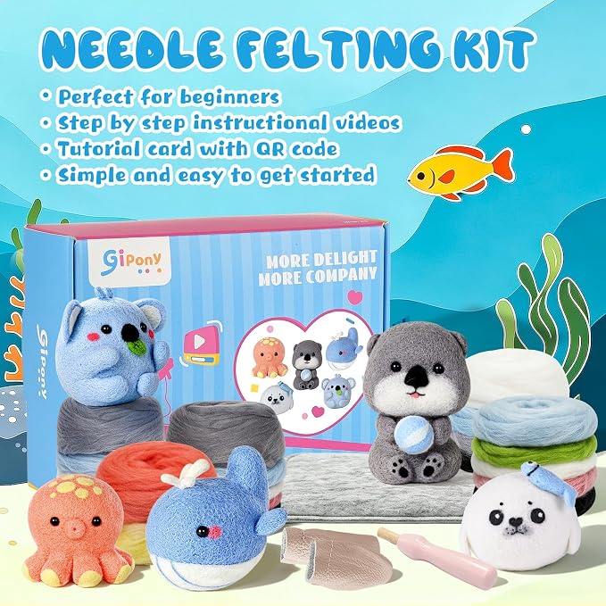 Gipony Needle Felting Kit, 5Pieces Animal Making Wool Needle Felting Starter Kit - Image 8