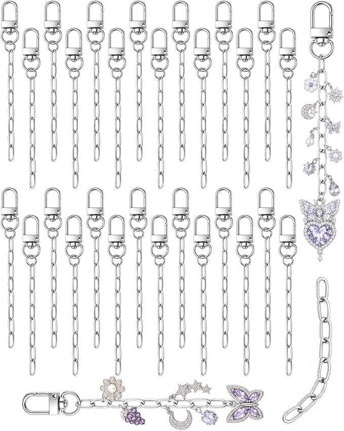FIVEIZERO 30Pcs Silver Keychain Making Kit, Swivel Snap Hook & Clasps | 360° by FIVEIZERO