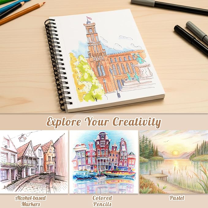 3 Pack Marker Paper Pad, 5×7in Double Sided Bleedproof Sketch Pad, 135lb/200gsm - Image 6