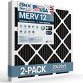 BNX TruFilter 20x20x1 MERV 12 Odor Defense (2-Pack) AC Furnace Air Filter with Activated Carbon - MADE IN USA - Pleated Air Conditioner HVAC AC Furnace Filters - Removes Odor, Mold, Bacteria, Smoke