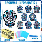 Eersida 32 Pcs Winter Snow Globe Suncatcher Craft Kit, 8 Designs Stained Glass - Image 3