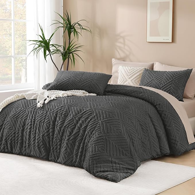 Andency Dark Grey Oversized King Comforter 120''x120'', 3 Pieces Dark Gray by Andency