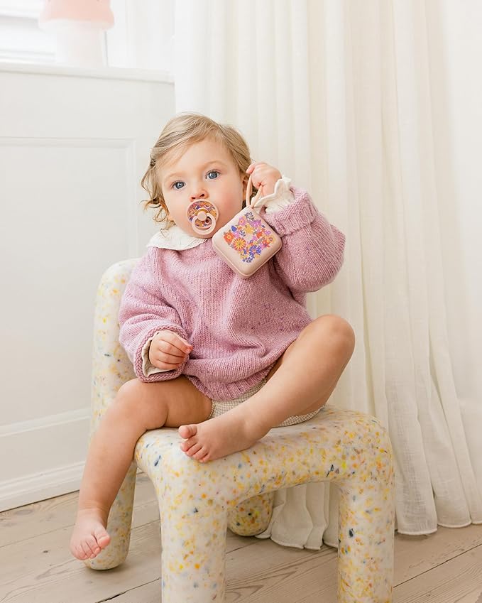 BIBS Colour Liberty Soother 2-Pack, BPA Free Dummy Pacifier, Round Nipple. Natural Rubber Latex, Made in Denmark, Size 2 (6-18 Months), Strawberries and Cream Ivory Mix