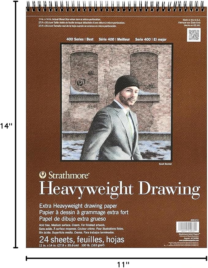 Strathmore 400 Series Heavyweight Drawing Pad, Medium Surface, 24 Sheets - Image 3