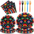 100PCS Mexican Fiesta Party Plates and Napkins Party Supplies Mayo Mexico by Qyeahkj