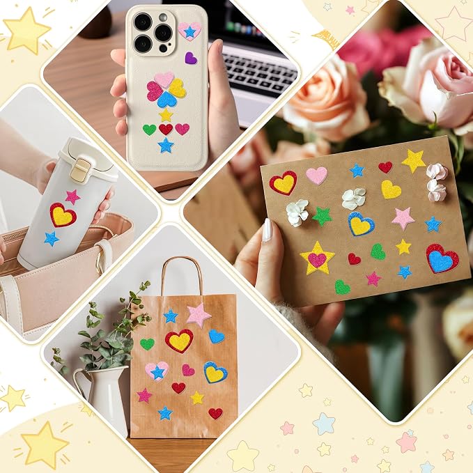 Foam Stickers, 7 Sheets 3D Glitter Foam Heart Stickers - Image 4