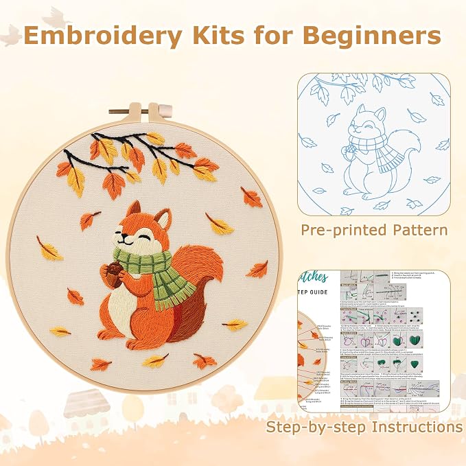 Louise Maelys Autumn Squirrel Embroidery Kit - Image 6
