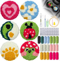 Punch Needle Coaster Kit, 6 Patterns Embroidery Set by LonganCraft