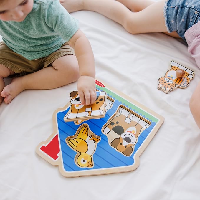 Melissa & Doug Pet Animals Jumbo Knob Puzzle, Wooden Peg Puzzle - Image 8