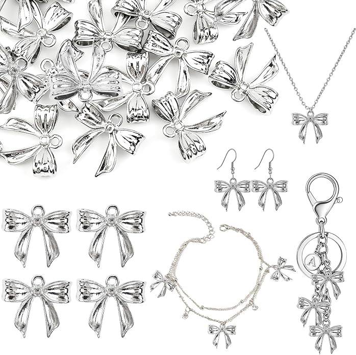 Bow Charms for Bracelet Jewelry Making Cute Bracelet Charms | 18Pcs, Bow Charms by Unknown