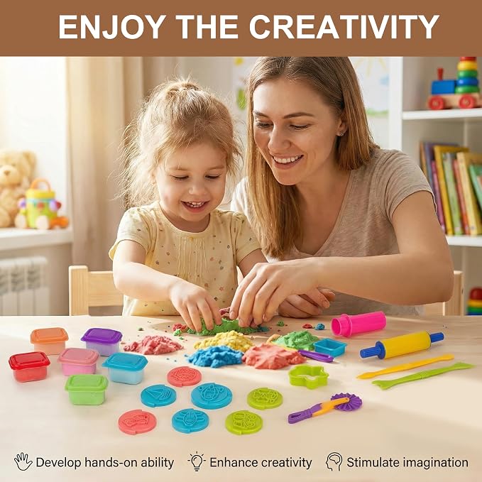 Carolart Sand and Dough Tools Set, 6 Color Cloud Sand Sensory Kit - Image 8