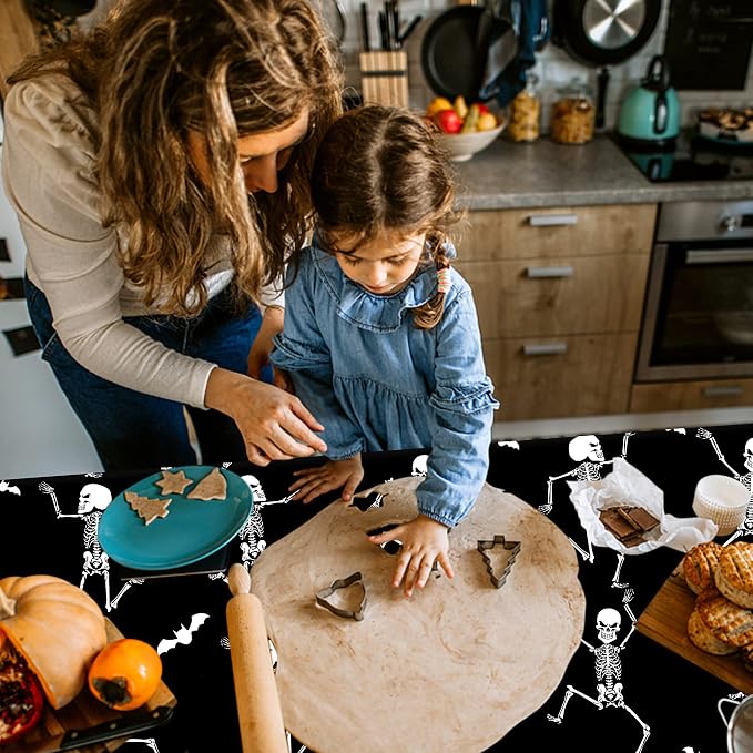 Iceyyyy 3 Packs Disposable Halloween Skeleton Tablecloth - Image 7