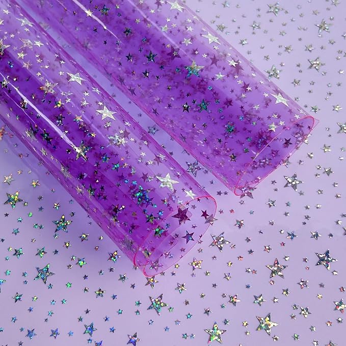 Transparent Waterproof PVC Vinyl 10 Pcs 8.3 x 11.8 inches Iridescent Shine by XHTFauxLeather