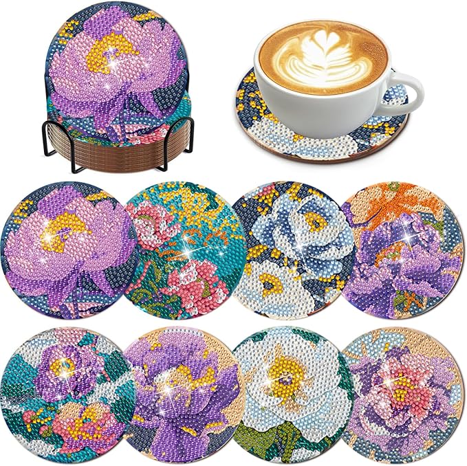 EWJRNSF 8 PCS Diamond Art Coasters Kit by EWJRNSFDiamondPainting