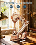 ROKR 3D Wooden Puzzle Harp Music Box, Building Model Kit - Image 4