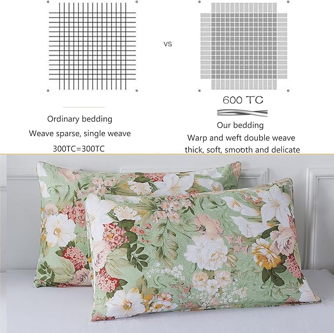 FADFAY Floral Duvet Cover Set Twin XL School Bedding 100% Cotton Garden Flower - Image 3