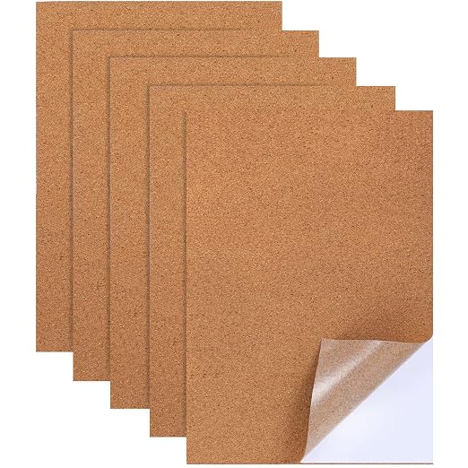 5 Pack Thin Cork Sheets 1mm Adhesive Cork Sticker Coasters 11.8x8.3in Thick by Unknown