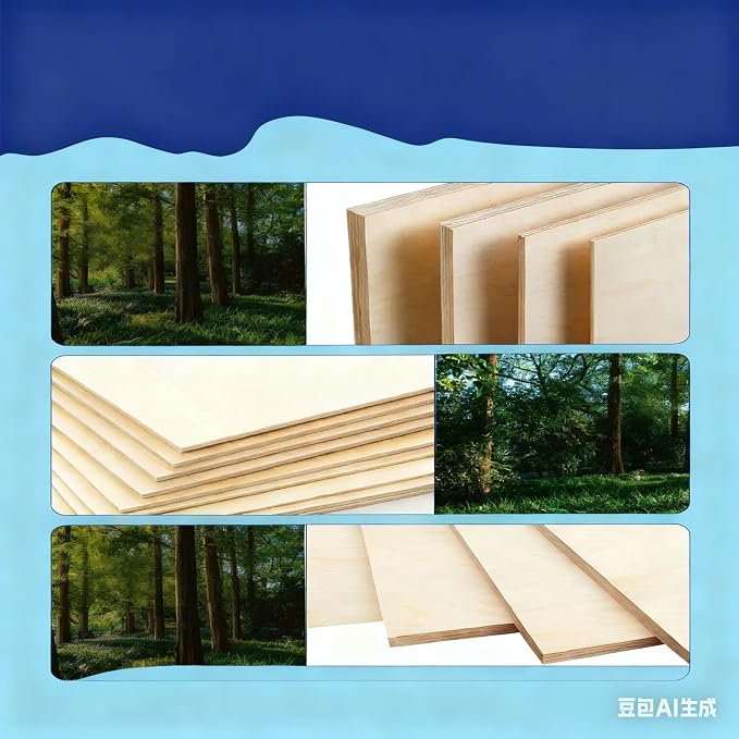 Basswood Plywood Sheets, 8 x 8 in, 1.5 mm, 18 Pack | Smooth unfinished wood - Image 5