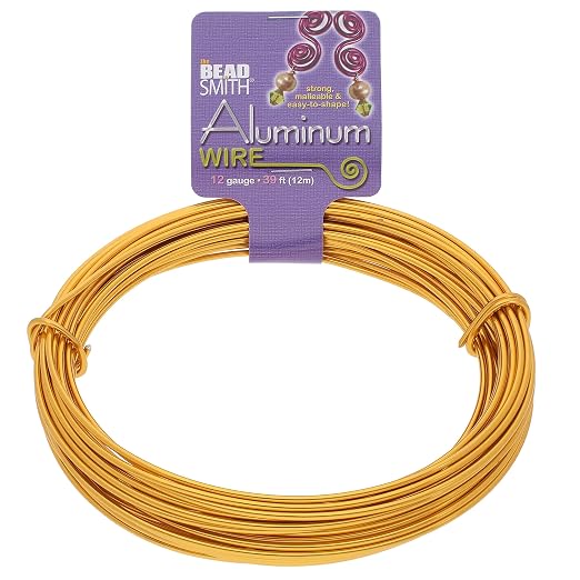 The Beadsmith Anodized Aluminum Wire – 12 Gauge – 39 feet – Gold Color – by TheBeadsmith