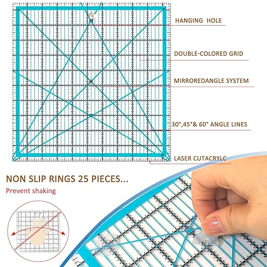 Quilting Rulers, Sewing Rulers, 4 Piece Quilting Square Templates, Acrylic - Image 6