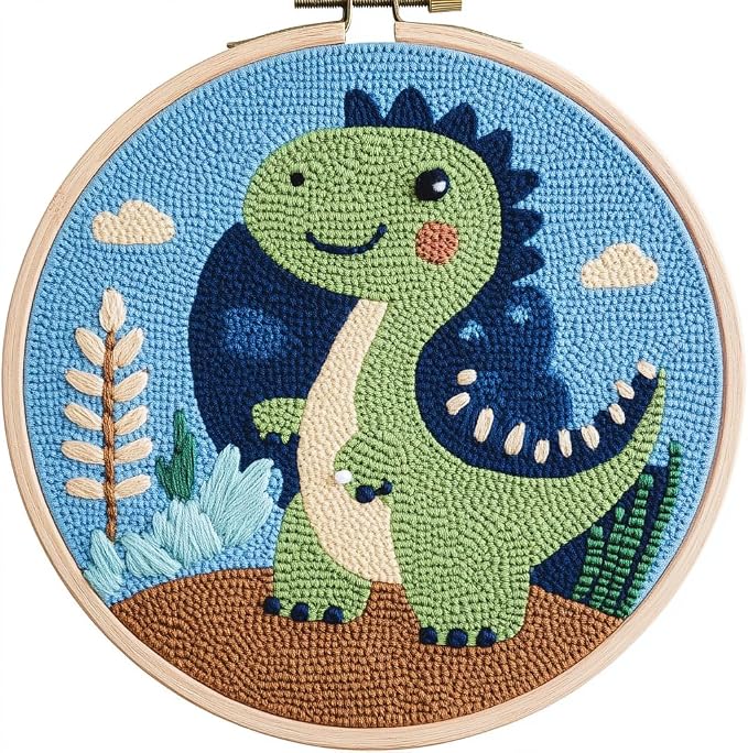 DIY Punch Needle Kits Green Dinosaur by Unknown