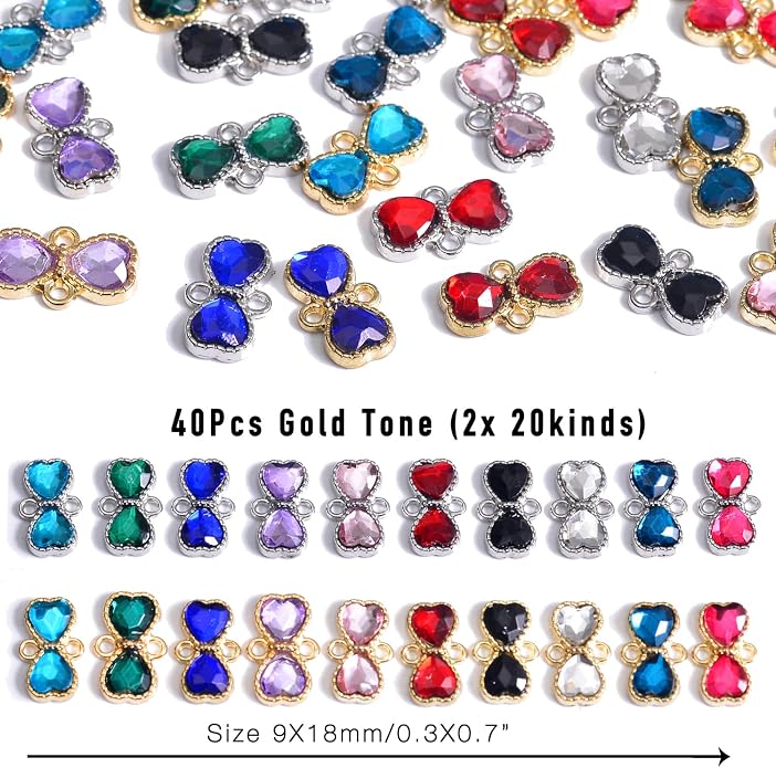 stino 40/48Pcs Paired Crystal Pendants Charms - Image 2